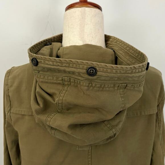 Zara Woman Khaki Utility Anorak Jacket Hooded Drawstring Waist Size M Field Coat - Picture 7 of 12
